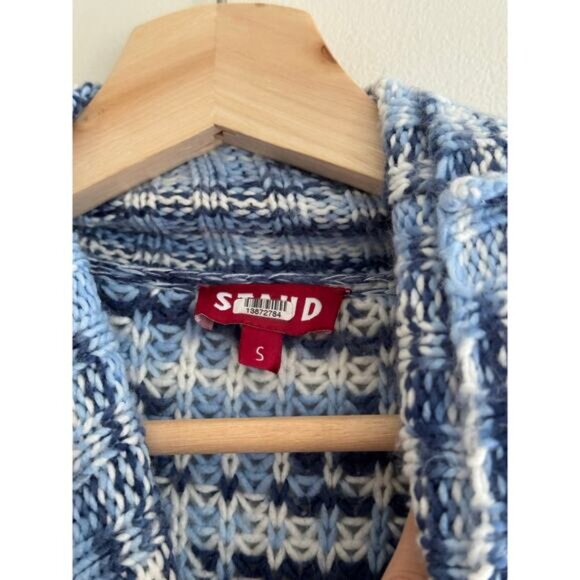 STAUD Benny Dusk Blue Striped Turtleneck Sweater Size Small - Picture 9 of 9